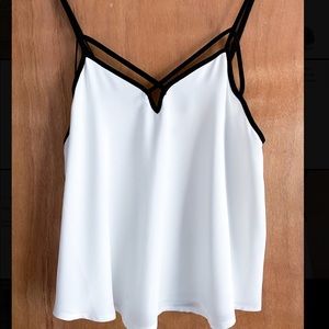 Brandy Melville white tank top black trim
